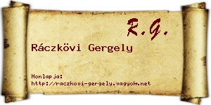 Ráczkövi Gergely névjegykártya